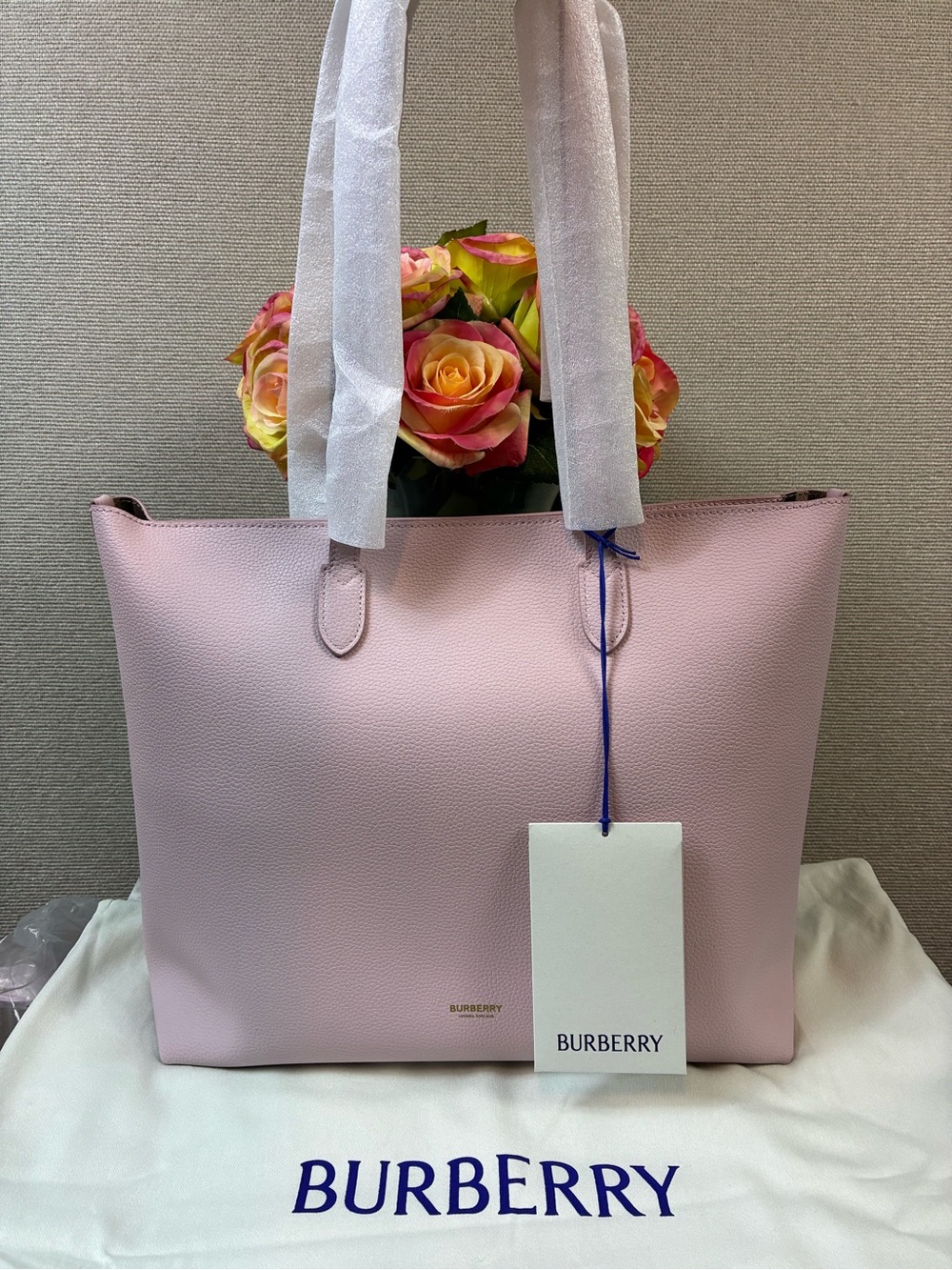 Burberry Lilac Pink Double Faced Medium Tote w/ Check Accents - NWT $1950 Retail